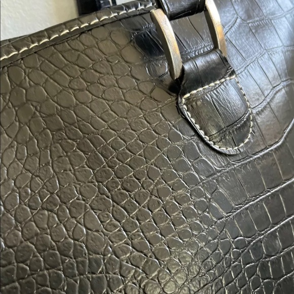 Faux Croc Black Tote Bag - Picture 2 of 5